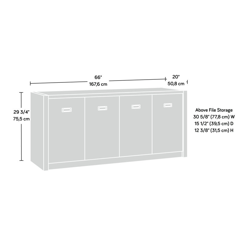Brushed Oak and Pebble White 66'' 2-Drawer Credenza