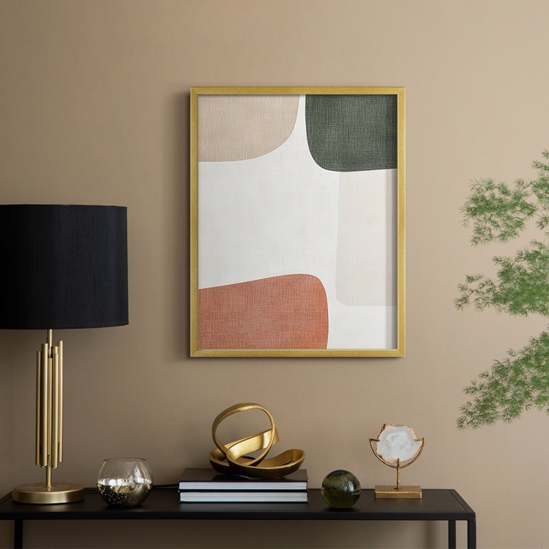 "Abstract", reproduction encadrée prête à être suspendue, H 29 po x l 23 po, Doré