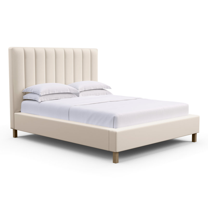 Highline Upholstered Bed, Twin, Plush Velvet Oyster, Ebony