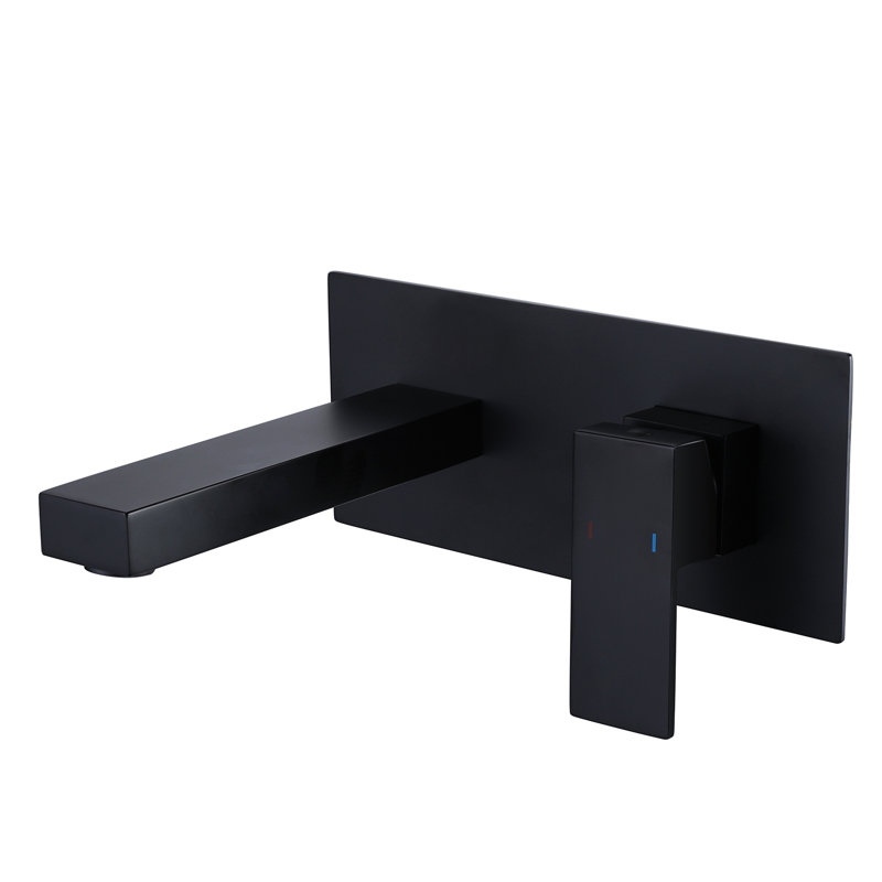 Robinet de baignoire carré carré à poignée simple pour baignoire romaine, Noir mat