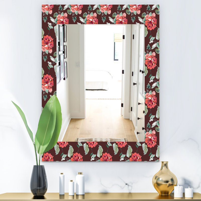 Miroir décoratif traditionnel, H 39,4 po x l 29,5 po, Brun / vert