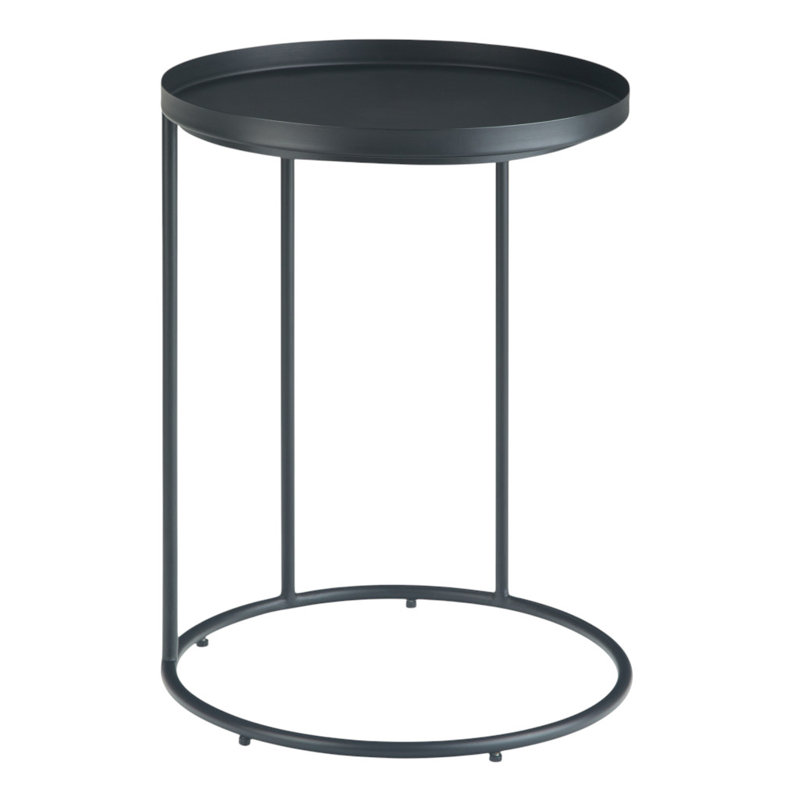 Table de bout ronde 23 po en métal noir