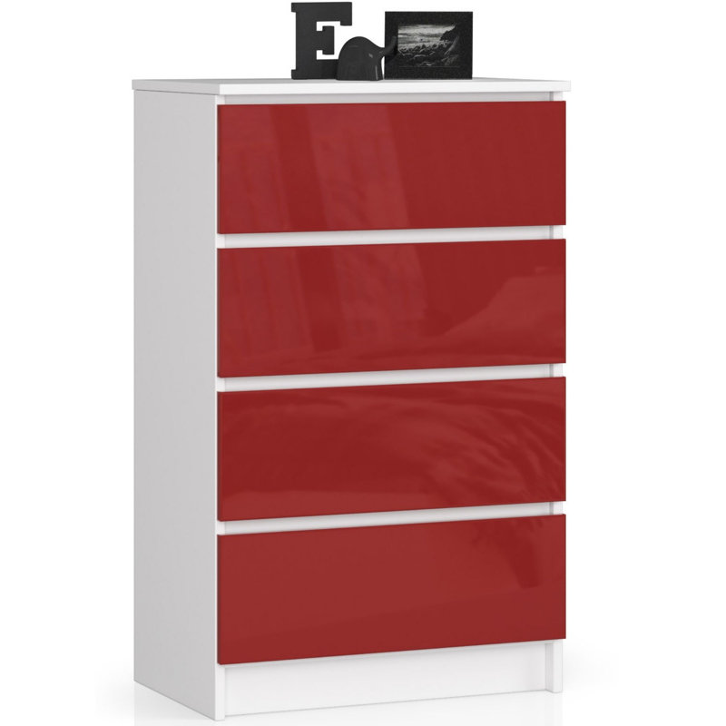 Eldrid 60cm W 4 - Drawer Chest of Drawers, Red Gloss
