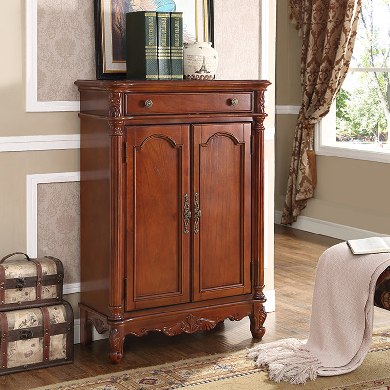 Armoire de rangement pour chaussures en bois massif 16 paires