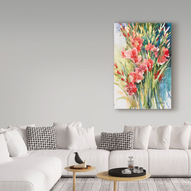 «Gladiola Bunch» par Mattox, reproduction d'aquarelle sur toile tendue, H 32 po x l 22 po x P 2 po