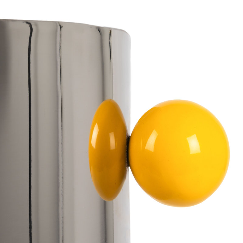 Stainless Steel Ice Bucket With Citron Color Enameled Ball Handles And Feet
