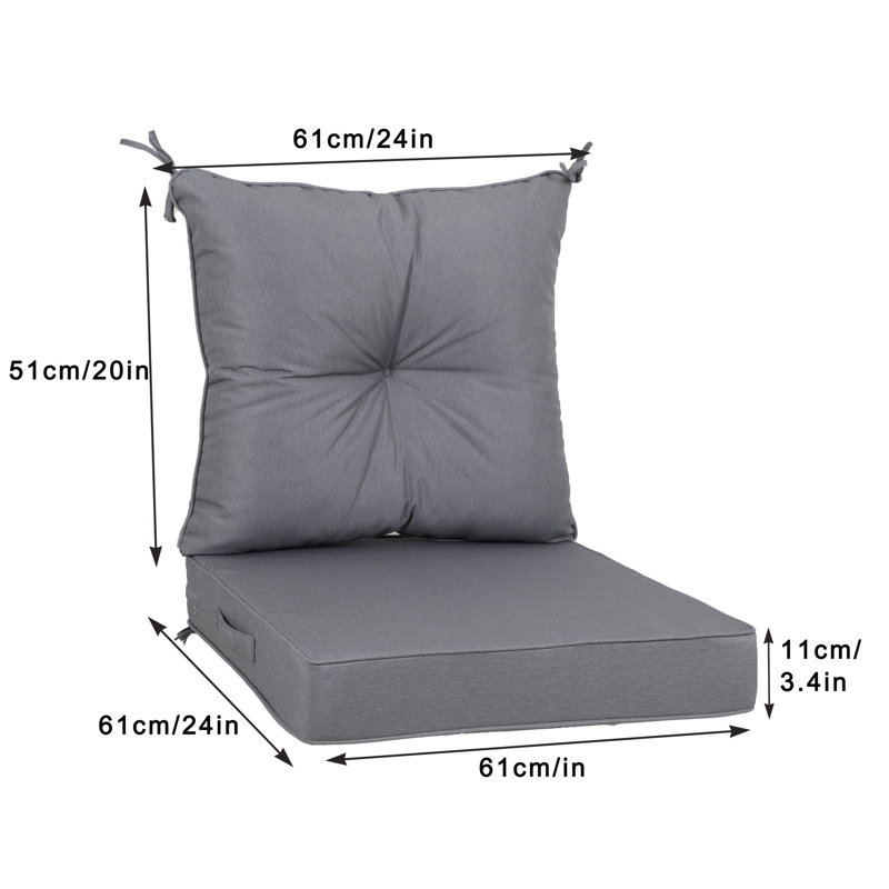 Outdoor Deep Seat Cushion for Patio Furniture (Cushion Only), Gray