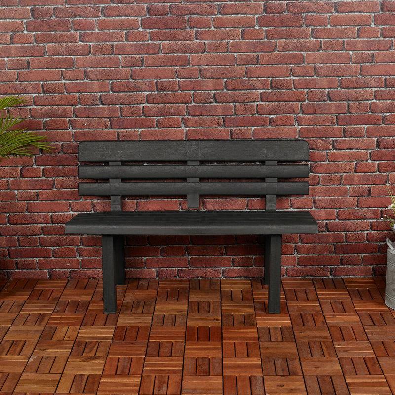 Hamlin Plastic Outdoor Bench, Black