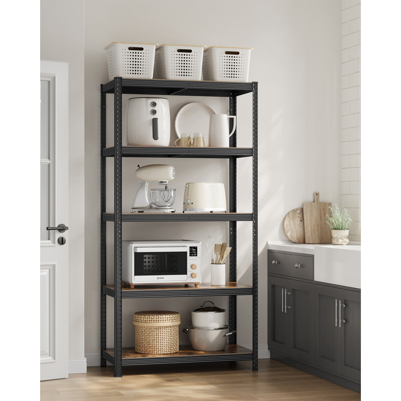 Desi Steel Standard Bookcase, 200cm H x 100cm W x 50cm D, Rustic Brown/Black