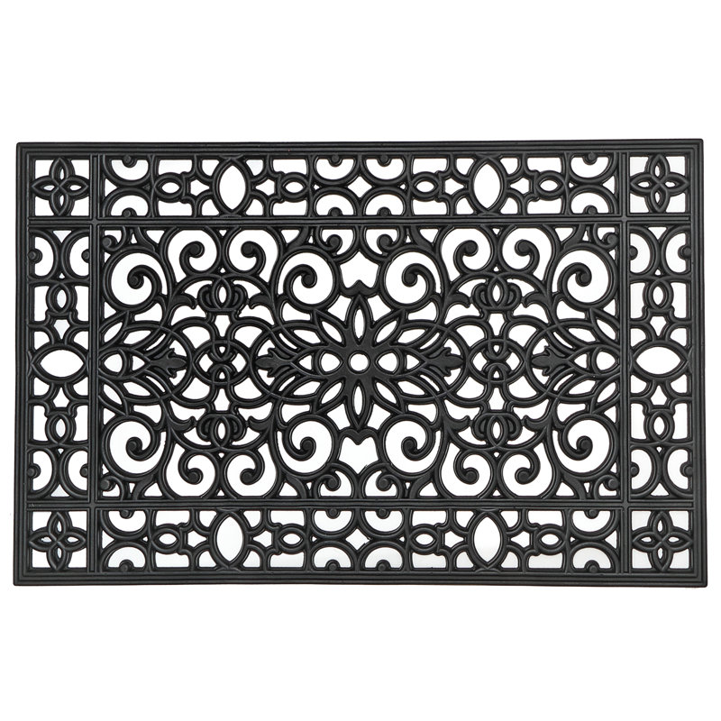 Tapis de barbecue en caoutchouc noir (23 x 36) (floral)
