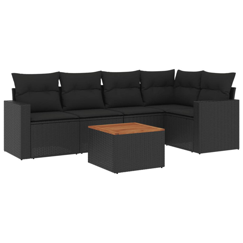  Ensemble de canapé de jardin noir