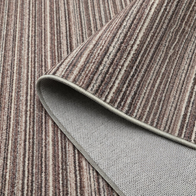 Tapis à rayures lavable pour la salle à manger et la chambre à coucher, Brun, Rectangle 144 po x 108 po
