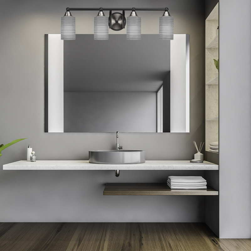 Ahern 4-Light Bath Bar, Matte Black/Brushed Nickel
