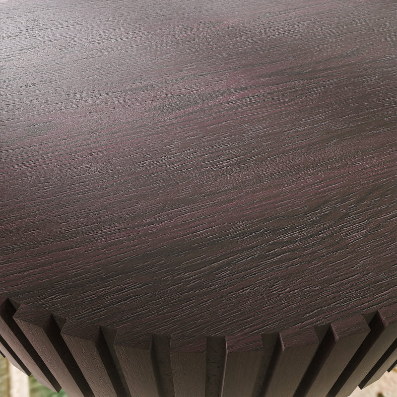 Handcrafted Relief Round Coffee Table, Black/Walnut
