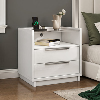 Table de chevet moderne ultrabrillante avec station de charge
