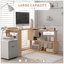 Bureau d'angle en L, bureau à domicile rotatif à 360 degrés avec tablettes de rangement, poste de travail de table d'écriture, érable-395810705