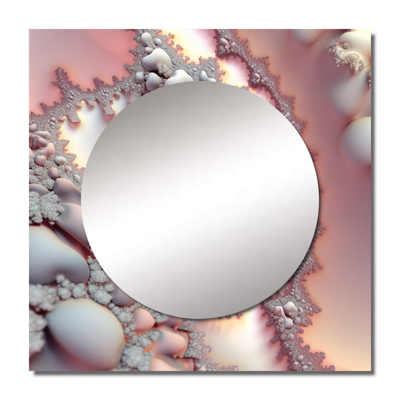 Fractal Pastel Universe IV - Grand miroir mural carré Fractals pour chambre à coucher, 23 po x 23 po