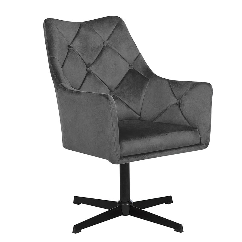 Chunn Upholstered Swivel Armchair, Dark Grey