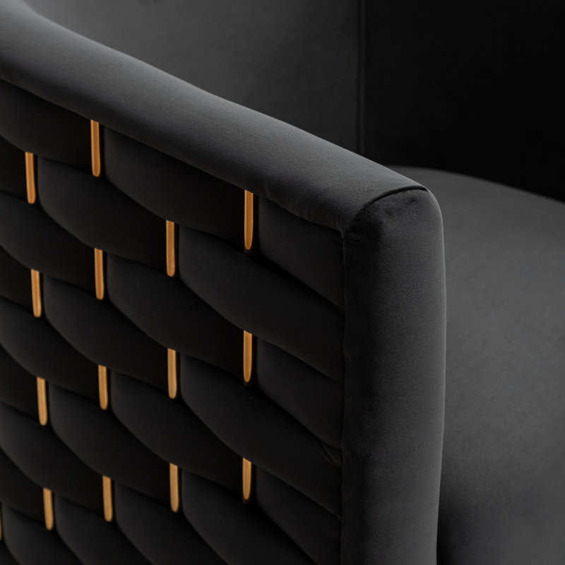 Fauteuil demi-tonneau Occie, Velours noir