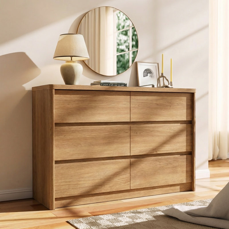 Commode 6 tiroirs, Chêne naturel