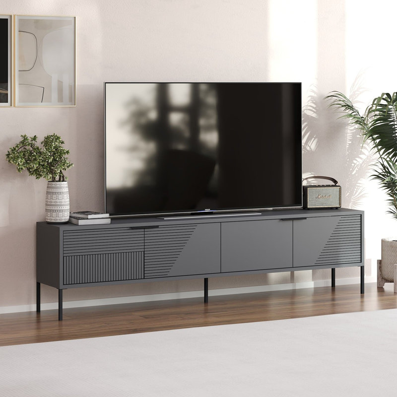 Modern Anthracite TV Stand, 71.0 x 17.7 x 11.8 inches | 100% Melamine Coated Particle Board, Thickness: 0.7 inches | Wall-Mountable, Industrial Design | Perfect for Living Room & Entertainment Spaces, Stylish & Functional