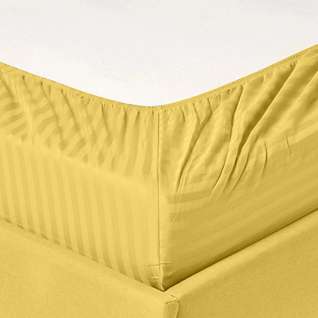Egyptian Cotton Machine Woven Striped Sheet Set, Gold, Queen