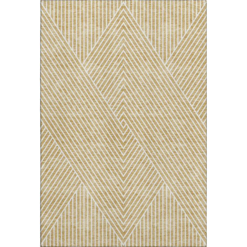 Premium Machine Washable Prisco Gold Rug, Rectangle 8' x 10'
