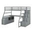 Lit mezzanine avec 7 tiroirs, 2 tablettes et un bureau-119804459