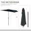 Aretzi 3(m) Half Parasol with Crank Handle for Balcony Garden Black