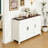 47.2" Farmhouse Buffet Cabinet With Storage, Kitchen Storage Cabinet With Doors And Adjustable Shelves, Rustic Kitchen Credenza, Wooden Sideboard Cabinet For Kitchen, White-869909999