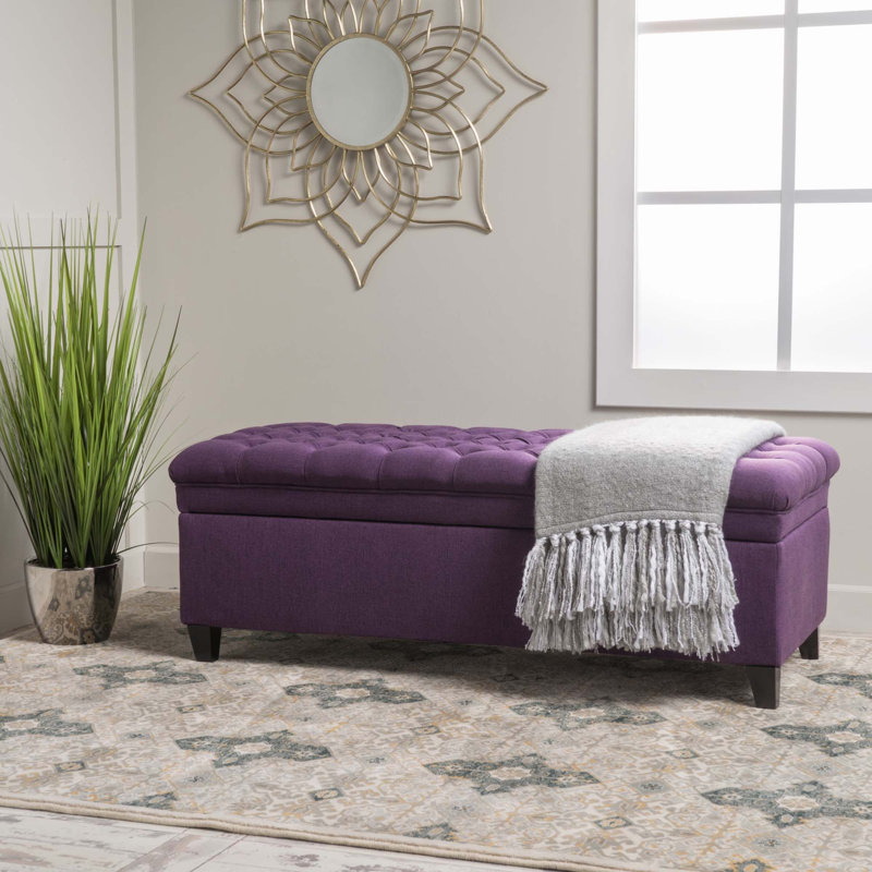 Banc de rangement moderne avec repose-pieds, Mauve