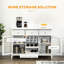 Buffet blanc avec 3 tiroirs, 6 porte-bouteilles de vin, porte en verre pour armoire de rangement, support en bois, charme rustique