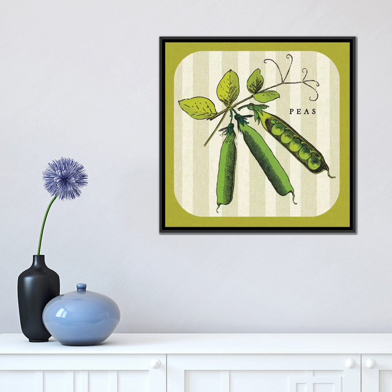 « linen legumes iv », impression sur toile, H 18 po x l 18 po x P 1,5 po, Toile avec cadre noir, Pas de tapis