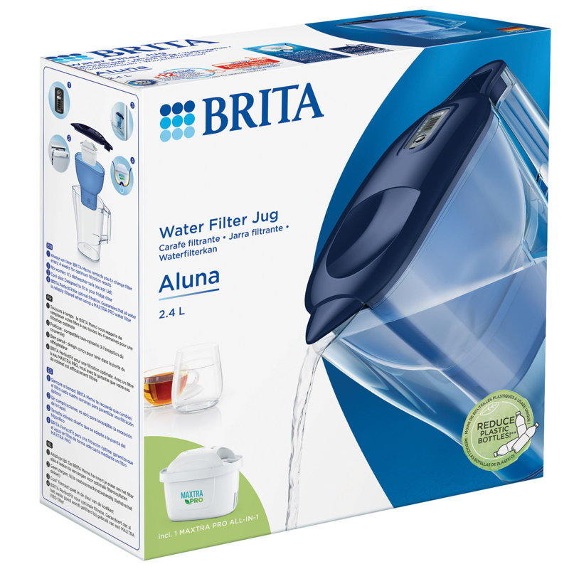 Briat 2.4L Aluna Water Filter Jug with 1 Cartridge Blue