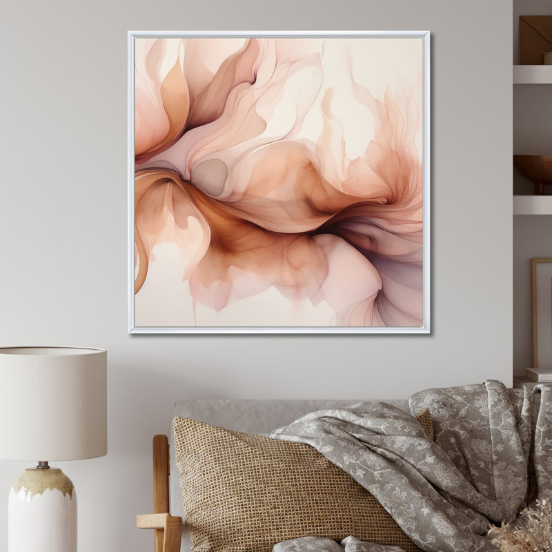«Distant Clouds Abricot Crush Infusion Watercolor I - Abstract Shape», reproduction sur toile, H 24 po x l 24 po x P 1 po