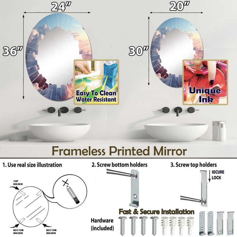 Miroir mural Jeraldine, 30 po x 20 po