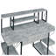 Bureau gris et noir avec tablettes du haut, tablettes ouvertes et tiroirs de rangement-2101582279