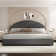 Boucle Upholstered Platform Bed Frame, Soft Bed Frame with Round Headboard, No Box Spring Required