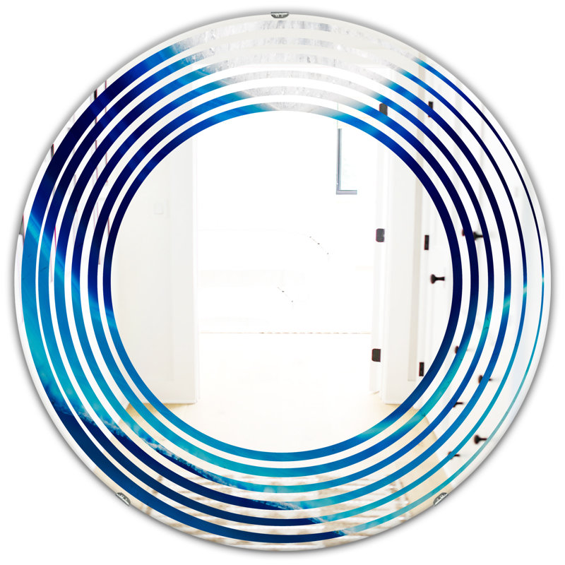 Miroir mural moderne sans cadre en cristal d’onde de tranche agate, 23,6 po x 23,6 po