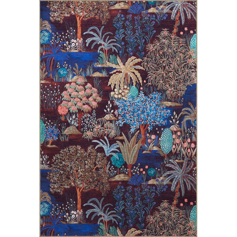 Tapestry Design Multicolored Tree And Flower Pattern Vintage Decorative Rug, Runner 2'6" x 9'11"