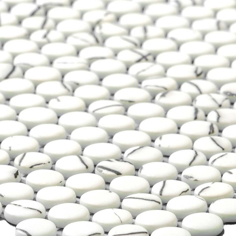 Eterna Penny 12"x12" Recycled Glass Mosaic Tile, Lineas