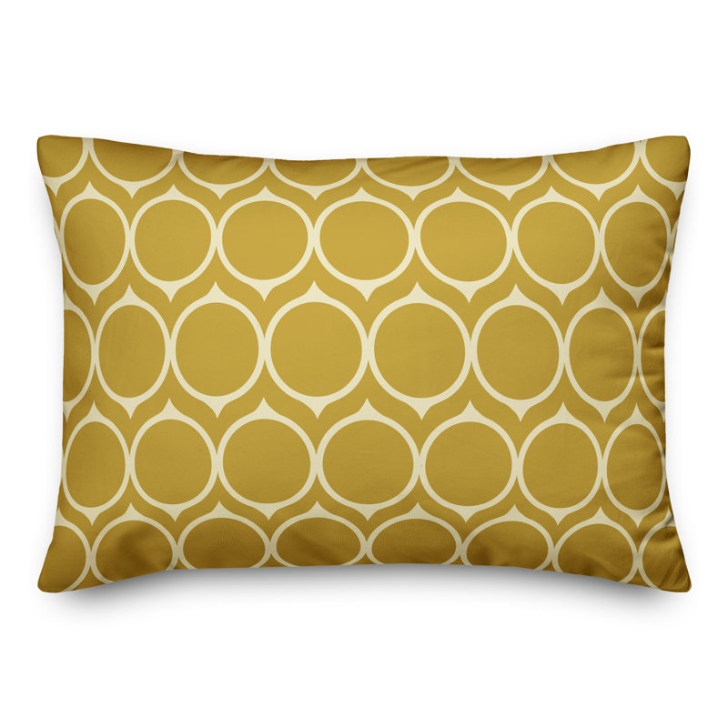  Mid Mod Circles Lumbar Pillow, Mustard