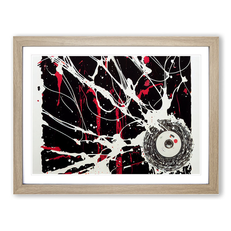 Dazzling Cassette Tape Art Abstract - Single Picture Frame Print, Oak, 46cm H x 64cm W x 2cm D
