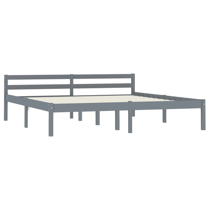 Aaryahi Solid Wood Bed, Grey, European Kingsize (160 x 200 cm)