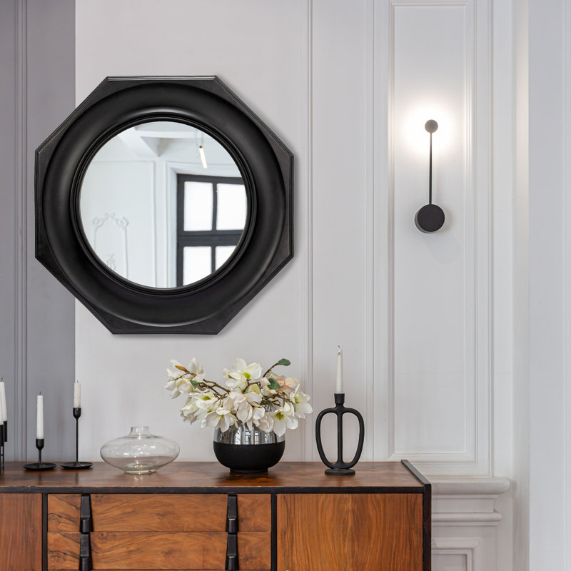 Miroir mural hexagonal, Noir