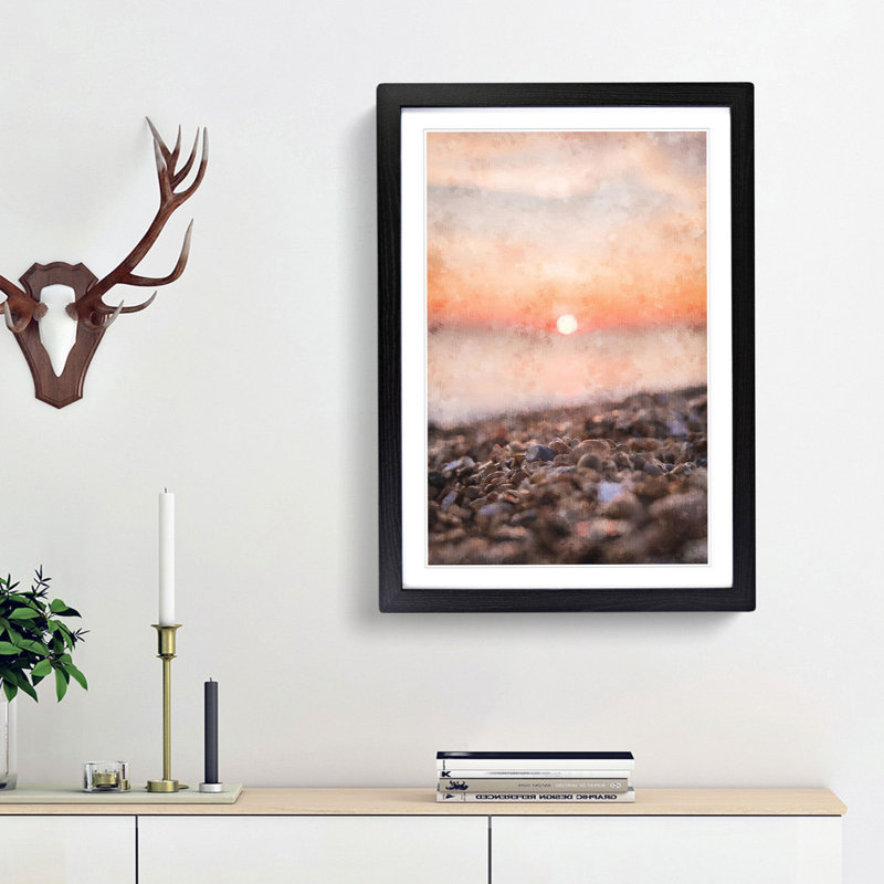 Sunset over Brighton Beach - Framed Print, Black Framed, 33cm H x 24cm W x 2cm D