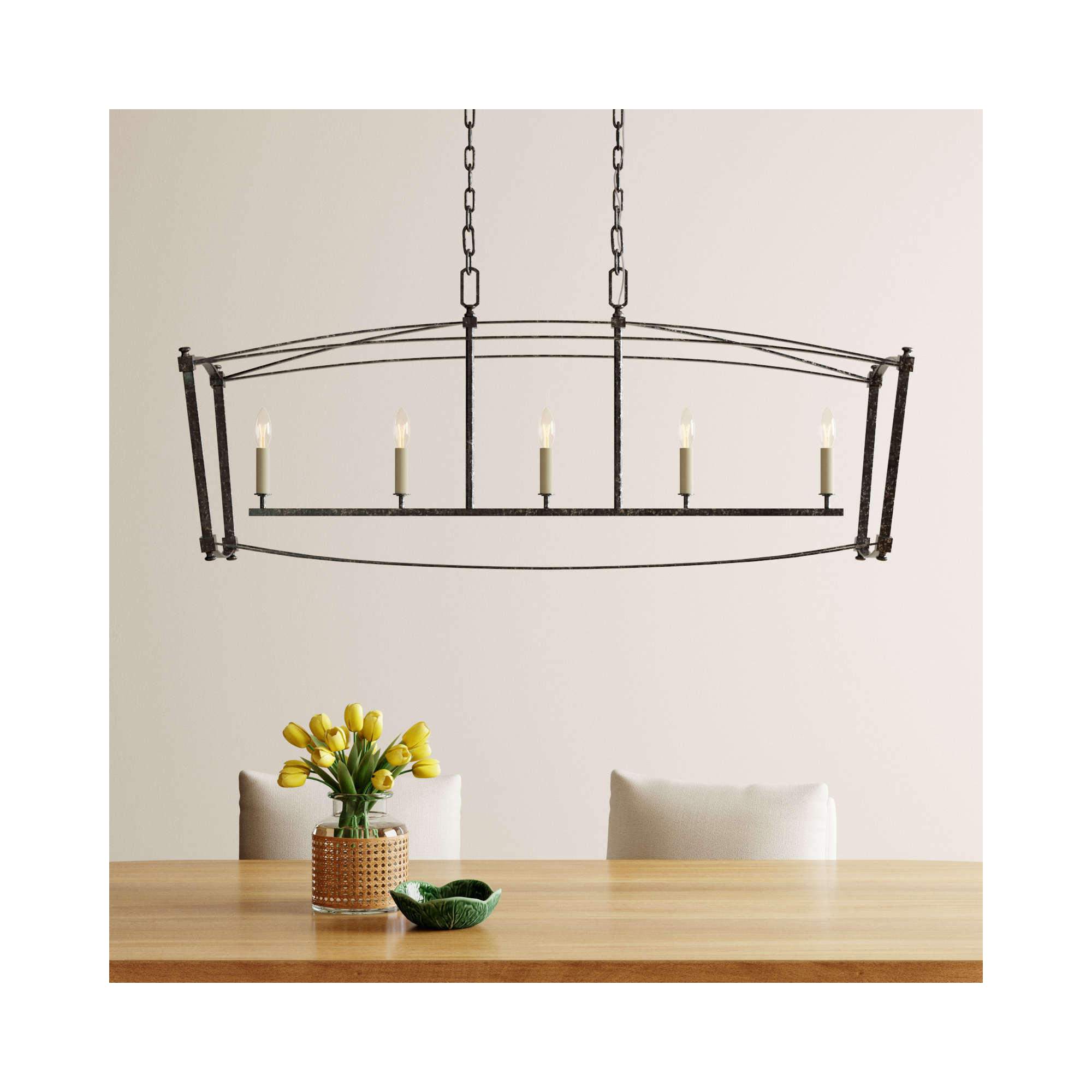 Olive 5 Light Dimmable Pendant, Smith Steel