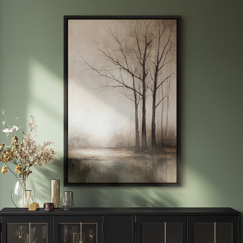 Framed Canvas Wall Art - Vintage Abstract Wall Prints for Bedroom - 16"x24", Black, 24" H x 16" W