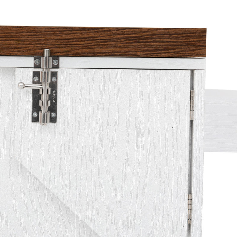 102.3"W Kitchen Island with Extendable Dining Table and Tilt Out Trash Cabinet, Drawers, Pull-Out Spice Rack, White