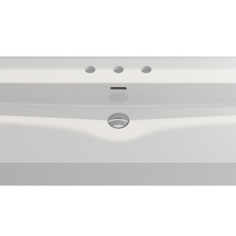 Milano 47.4'' L Bathroom Sink, White, Single-Hole